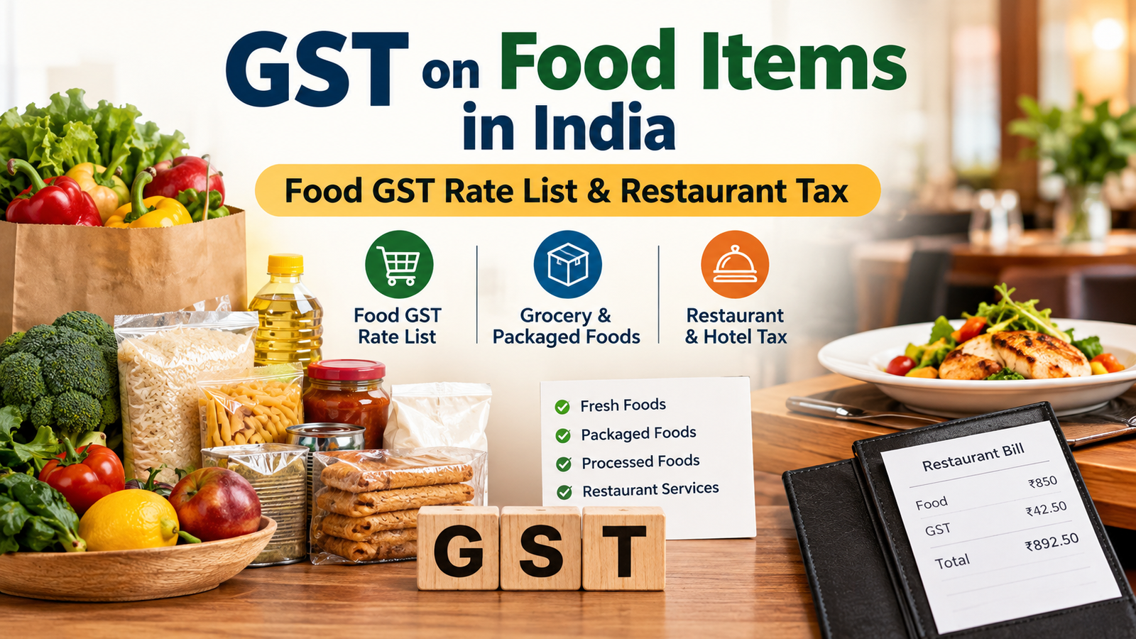 GST on Food Items in India | Food GST Rate List | Restaurant Tax